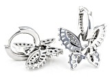 White Cubic Zirconia Rhodium Over Sterling Silver Butterfly Huggies 2.56ctw