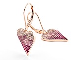 Multi-Gem Simulants 18k Rose Gold Over Silver Heart Earrings 1.51ctw