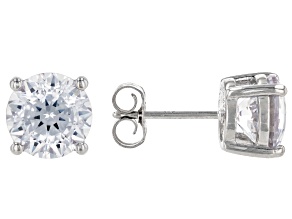 White Cubic Zirconia Platinum Over Sterling Silver Stud Earrings in Velvet Heart Box 4.00ctw