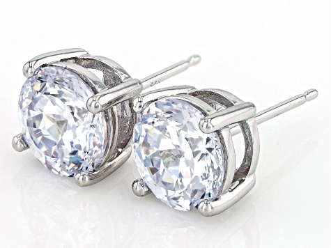 White Cubic Zirconia Platinum Over Sterling Silver Stud Earrings 
