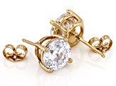 White Cubic Zirconia 18K Yellow Gold Over Sterling Silver Stud Earrings in Velvet Heart Box 4.00ctw