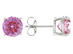 Pink Cubic Zirconia Platinum Over Sterling Silver Stud