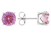 Pink Cubic Zirconia Platinum Over Sterling Silver Stud Earrings in Velvet Heart Box 4.00ctw