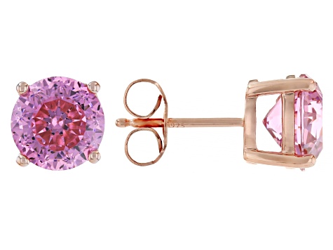 Pink Cubic Zirconia 18k Rose Gold Over Sterling Silver Stud Earrings in Velvet Heart Box 4.00ctw