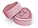 Pink Cubic Zirconia 18k Rose Gold Over Sterling Silver Stud Earrings in Velvet Heart Box 4.00ctw