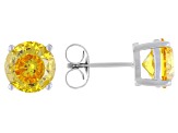Yellow Cubic Zirconia Platinum Over Sterling Silver Stud Earrings in Velvet Heart Box 4.00ctw