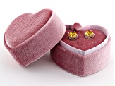 Yellow Cubic Zirconia Platinum Over Sterling Silver Stud Earrings in Velvet Heart Box 4.00ctw