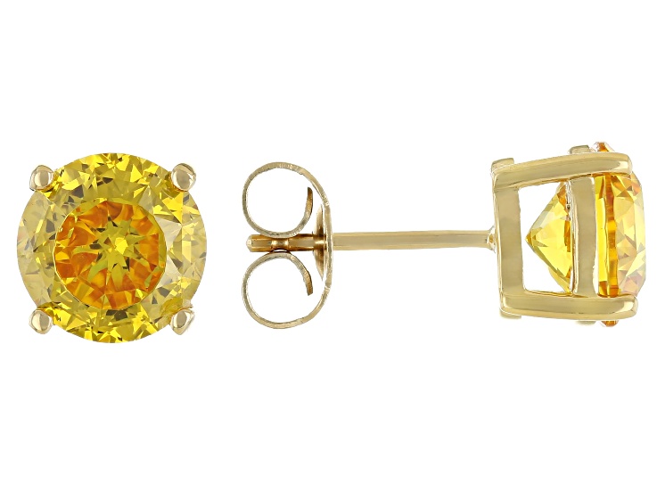 コレクション GOLD Yellow Cubic Zirconia 18k Yellow Gold Over Silver Stud