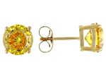 Yellow Cubic Zirconia 18k Yellow Gold Over Silver Stud