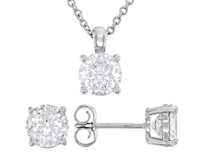 White Cubic Zirconia Platinum Over Sterling Silver Jewelry Boxed Set 4.00ctw