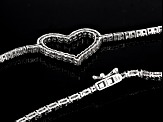 White Cubic Zirconia Rhodium Over Sterling Silver Heart Tennis Necklace 13.27ctw