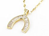 White Cubic Zirconia 18k Yellow Gold Over Sterling Silver Wishbone Pendant With Mirror Chain 0.76ctw