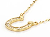 White Cubic Zirconia 18k Yellow Gold Over Sterling Silver Horseshoe Mirror Link Necklace 0.89ctw