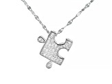 White Cubic Zirconia Rhodium Over Sterling Silver Puzzle Pendant With Mirror Chain 0.47ctw