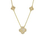 White Cubic Zirconia 18k Yellow Gold Over Sterling Silver Clover Necklace 1.11ctw