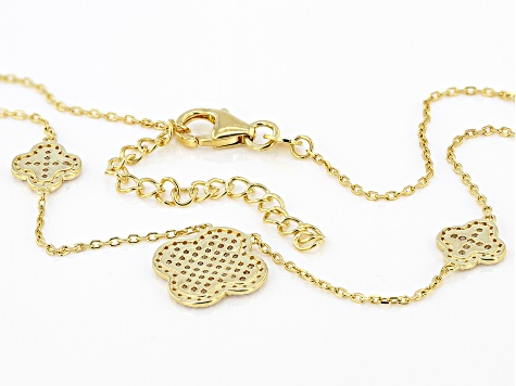 18K Gold Plated CZ Drop Clovers Necklace