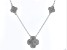 White Cubic Zirconia Platinum Over Sterling Silver Clover Necklace 1.11ctw