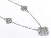 White Cubic Zirconia Platinum Over Sterling Silver Clover Necklace 1.11ctw