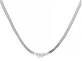 White Cubic Zirconia Rhodium Over Sterling Silver Herringbone Link Necklace 0.54ctw