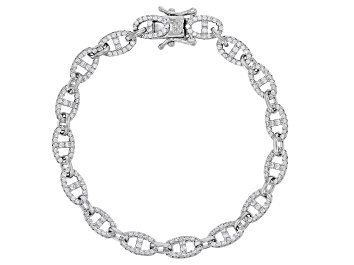 Picture of White Cubic Zirconia Rhodium Over Sterling Silver Mariner Link Bracelet 3.62ctw