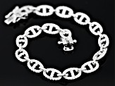 White Cubic Zirconia Rhodium Over Sterling Silver Mariner Link Bracelet 3.62ctw