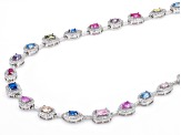 Multi-Gem Simulants Rhodium Over Sterling Silver Tennis Necklace 13.82ctw