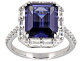 Blue And White Cubic Zirconia Platinum Over Sterling Silver Ring 10.81ctw