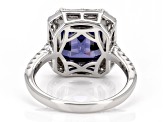 Blue And White Cubic Zirconia Platinum Over Sterling Silver Ring 10.81ctw