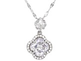 White Cubic Zirconia Rhodium Over Sterling Silver Clover Pendant With Chain 4.22ctw