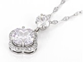 White Cubic Zirconia Rhodium Over Sterling Silver Clover Pendant With Chain 4.22ctw