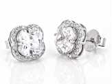 White Cubic Zirconia Rhodium Over Sterling Silver Clover Earrings 7.55ctw