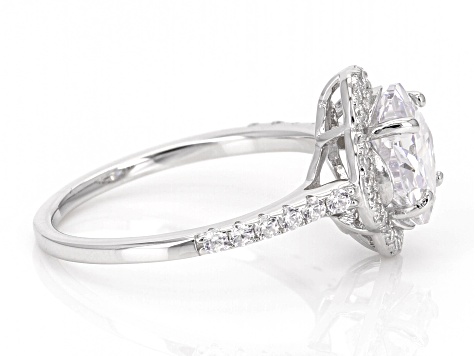 White Cubic Zirconia Rhodium Over Sterling Silver Clover