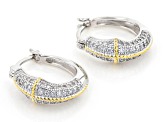 White Cubic Zirconia Rhodium And 18k Yellow Gold Over Sterling Silver Hoops 1.15ctw