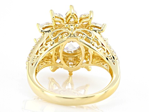 White Cubic Zirconia 18k Yellow Gold Over Sterling Silver Sun Ring 6.26ctw