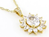 White Cubic Zirconia 18k Yellow Gold Over Sterling Silver Sun Pendant With Chain 6.04ctw