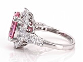 Pink And White Cubic Zirconia Rhodium over Sterling Silver Ring 7.30ctw