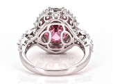Pink And White Cubic Zirconia Rhodium over Sterling Silver Ring 7.30ctw