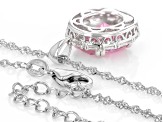 Pink and White Cubic Zirconia Rhodium Over Sterling Silver Pendant With Chain 6.38