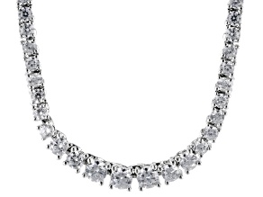 White Cubic Zirconia Rhodium over Sterling Silver Tennis Necklace 11.48ctw
