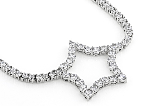 White Cubic Zirconia Rhodium Over Sterling Silver Star Tennis Necklace 12.95ctw