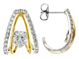 White Cubic Zirconia Rhodium And 14k Yellow Gold Over Sterling Silver Earrings 6.34ctw