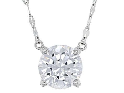 White Cubic Zirconia Platinum Over Sterling Silver 100 Facet Necklace 4.55ctw