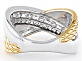 White Cubic Zirconia 14k Yellow Gold And Rhodium Over Sterling Silver Ring 1.40ctw