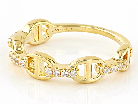 White Cubic Zirconia 18k Yellow Gold Over Sterling Silver Ring 0.19ctw