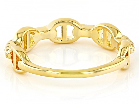 White Cubic Zirconia 18k Yellow Gold Over Sterling Silver Ring 0.19ctw