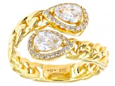 White Cubic Zirconia 18k Yellow Gold Over Sterling Silver Ring 1.38ctw