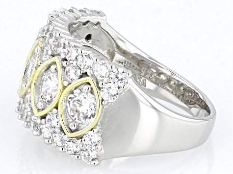 White Cubic Zirconia Rhodium And 14k Yellow Gold Over Sterling Silver Ring 3.61ctw
