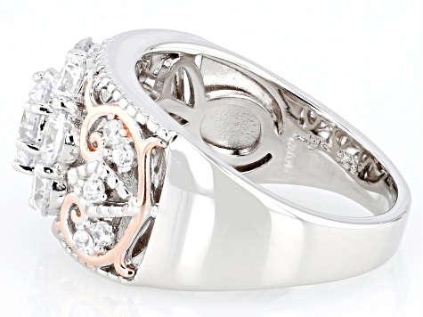 White Cubic Zirconia Rhodium And 14k Rose Gold Over Sterling