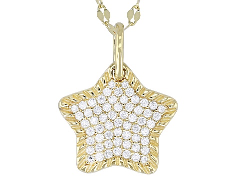 White Cubic Zirconia 18k Yellow Gold Over Sterling Silver Star Pendant 0.69ctw