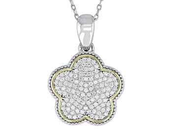 Picture of White Cubic Zirconia Rhodium And 14k Yellow Gold Over Sterling Silver Pendant 0.78ctw